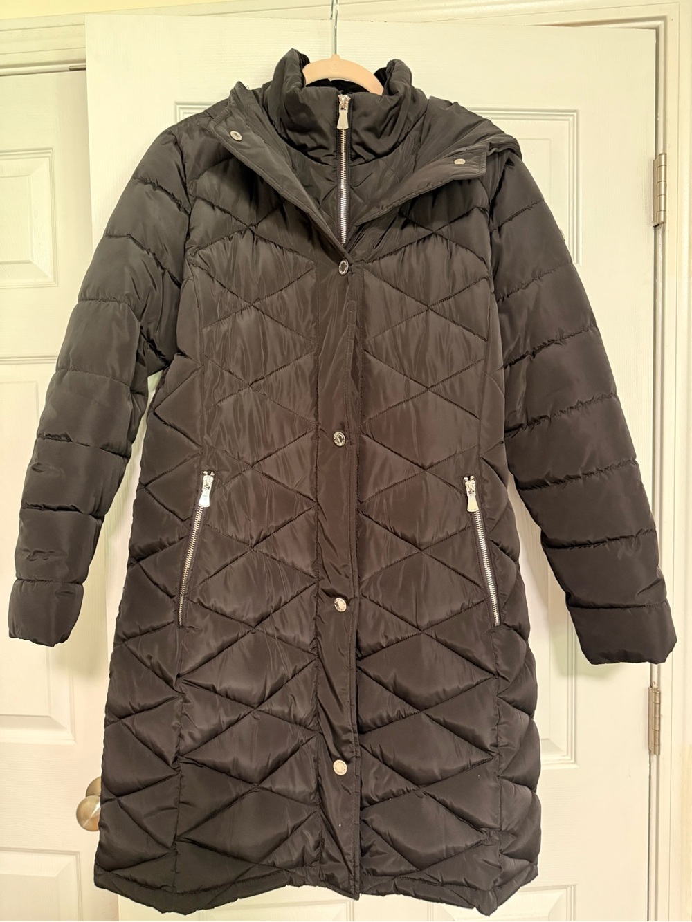 Calvin Klein Black Quilted Long Puffer Coat